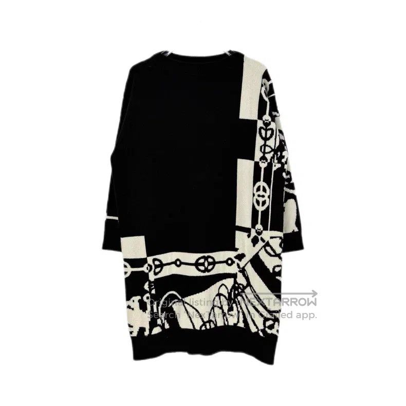Hermes Hermes Black Rope Pattern Wool Long Sweater Size XS / US 0-2 / IT 36-38 - 1 Thumbnail