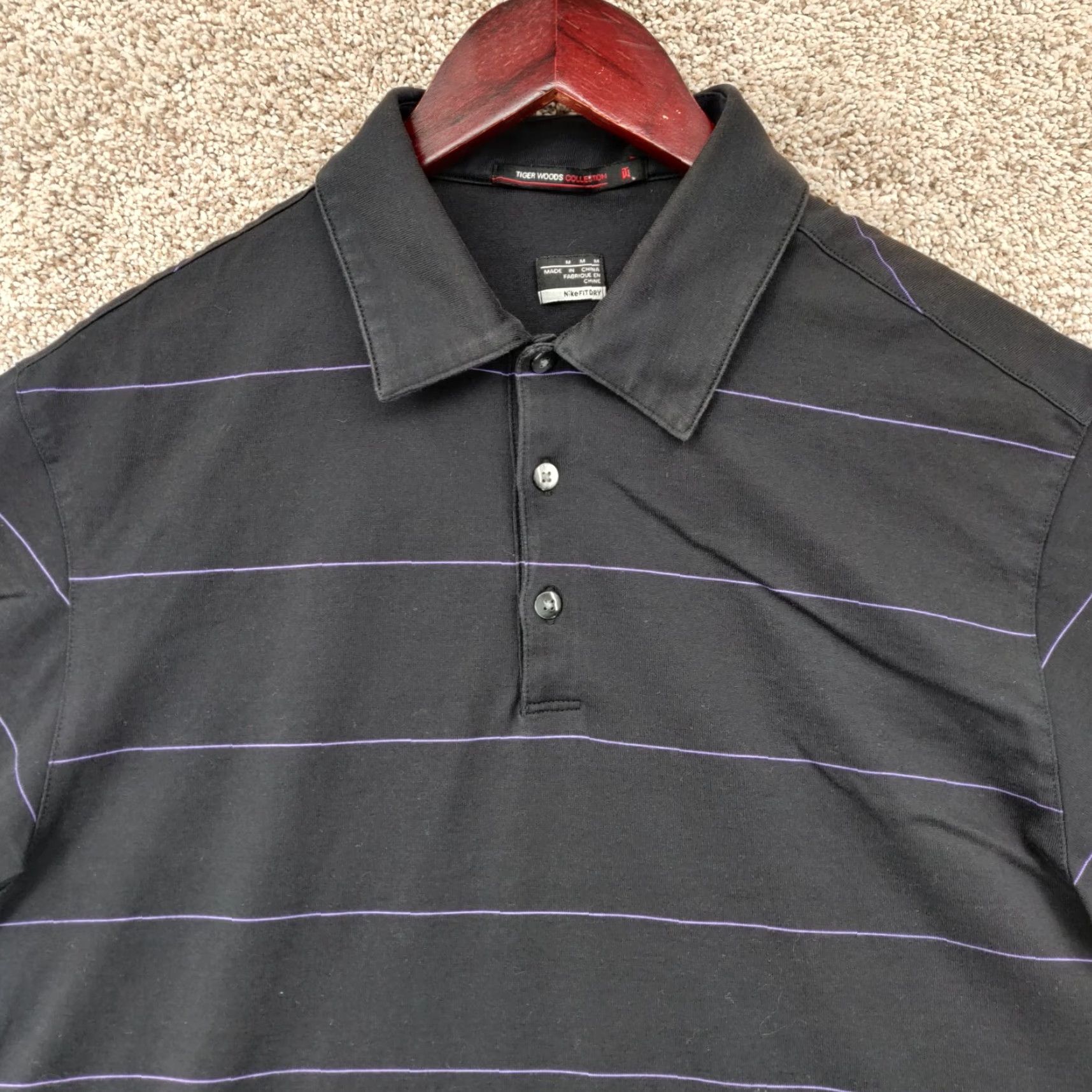 Nike VINTAGE Nike Tiger Woods Collection Golf Polo Shirt Mens M Black Striped Size US M / EU 48-50 / 2 - 2 Thumbnail