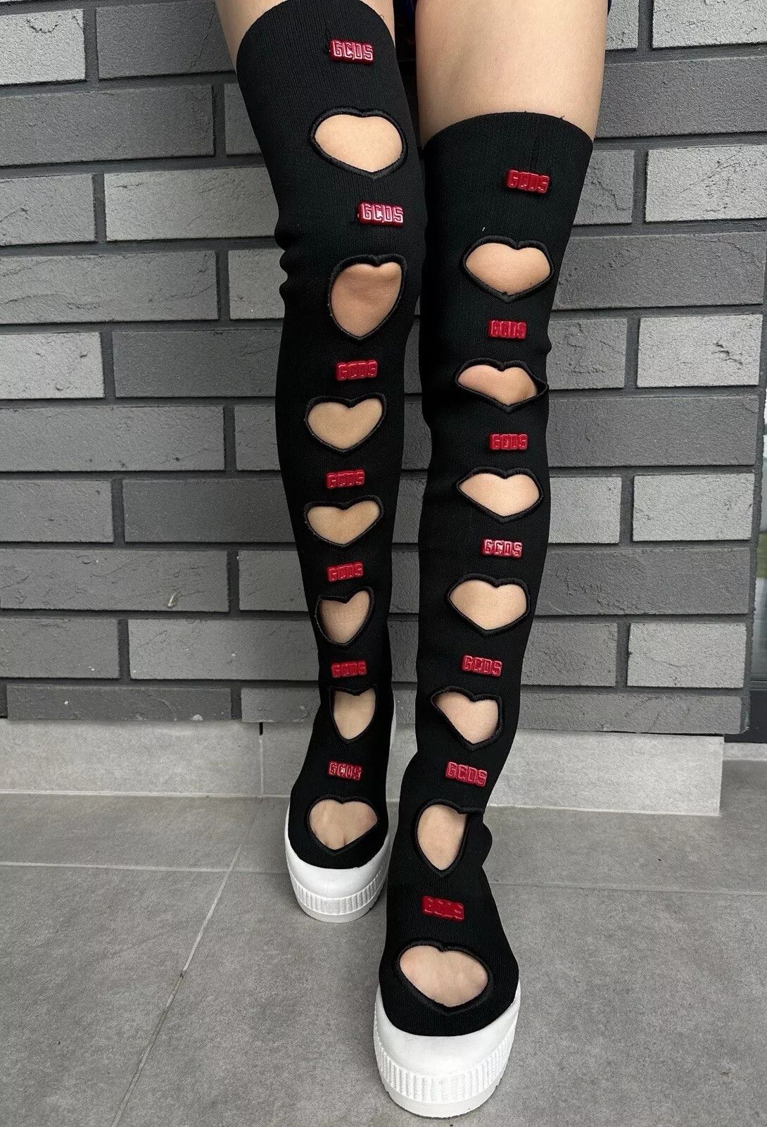 GCDS GCDS Hight Knee Socks Sneakers Leather Shoes Heart Size US 7 / IT 37 - 2 Thumbnail
