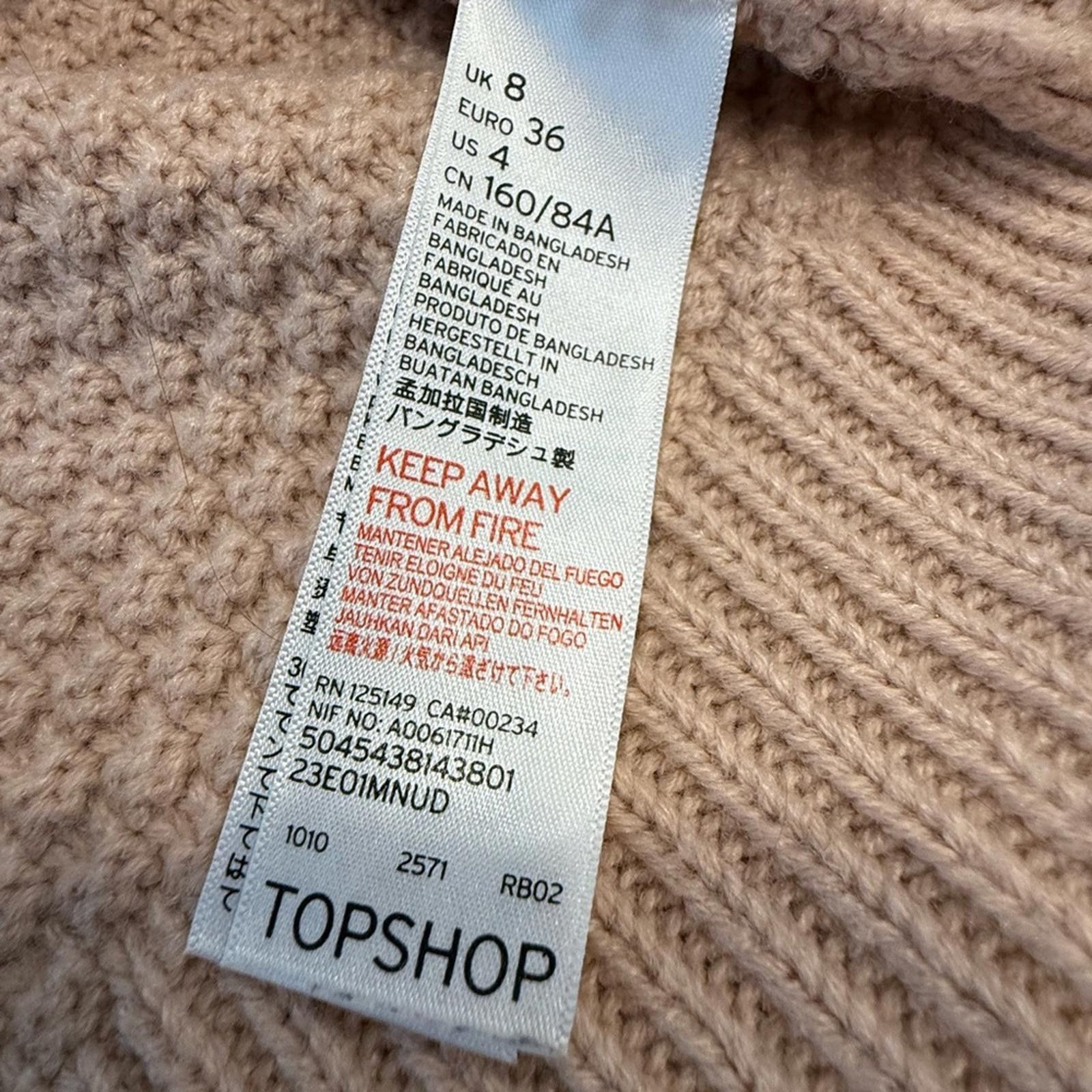 Topshop TOPSHOP pinkish tan sweater checkered ribbed knit SZ 4 Size S / US 4 / IT 40 - 8 Thumbnail
