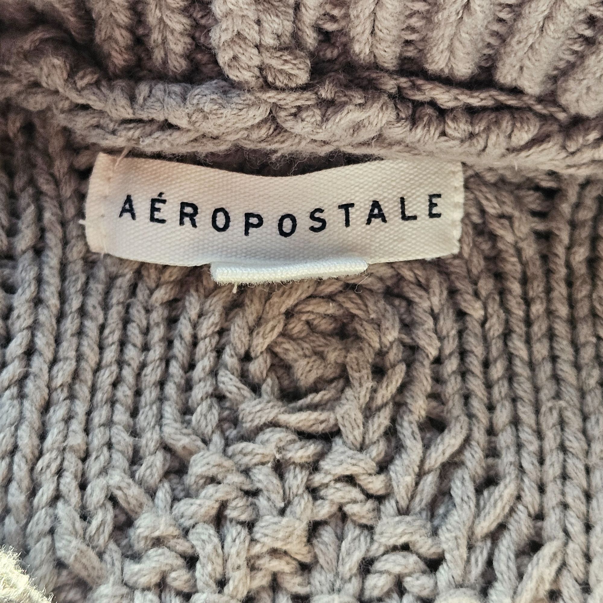 Aeropostale Aeropostale Crop Chunky Cable Sweater Gray L Academia Cozy Size L / US 10 / IT 46 - 4 Thumbnail