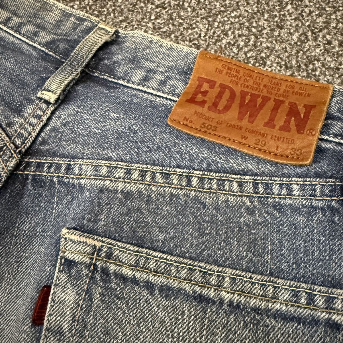 Japanese Brand Vintage Edwin 503 Regular Mid Wash Whiskering Denim Size US 29 - 8 Thumbnail