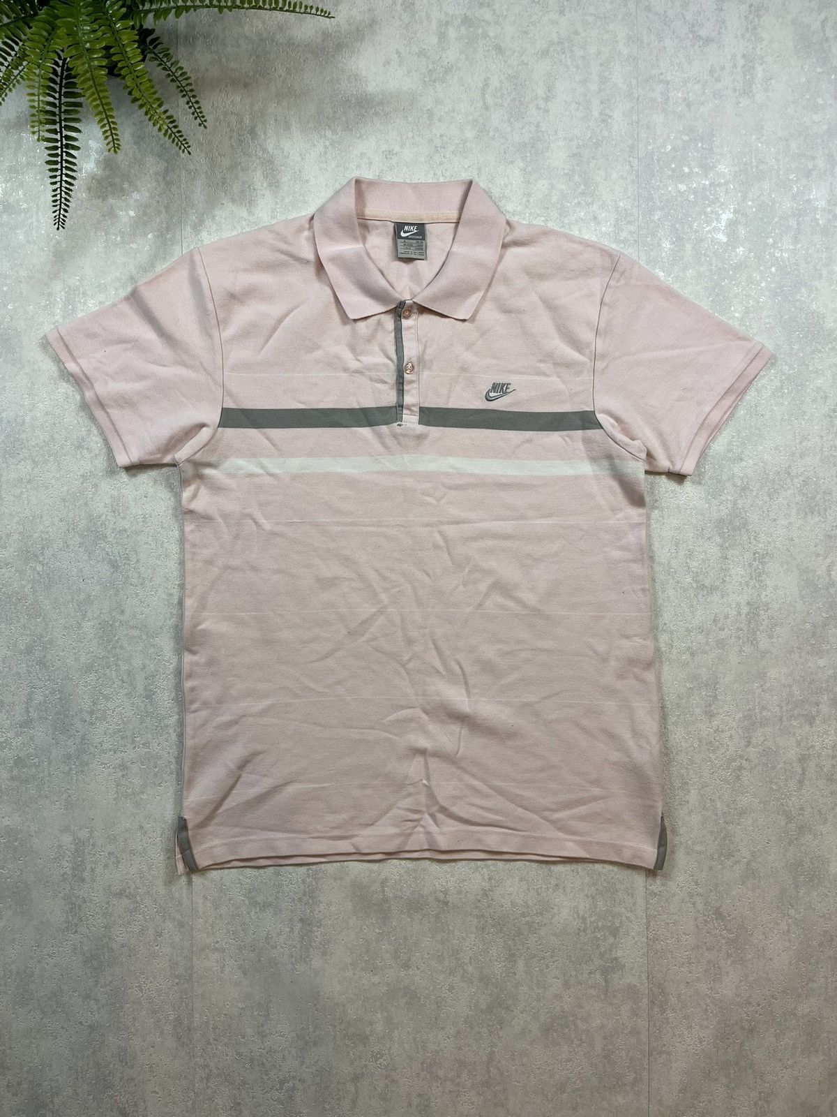 Nike × Vintage 00s Nike Retro Logo Vintage Y2K Striped Polo Size US L / EU 52-54 / 3 - 1 Thumbnail