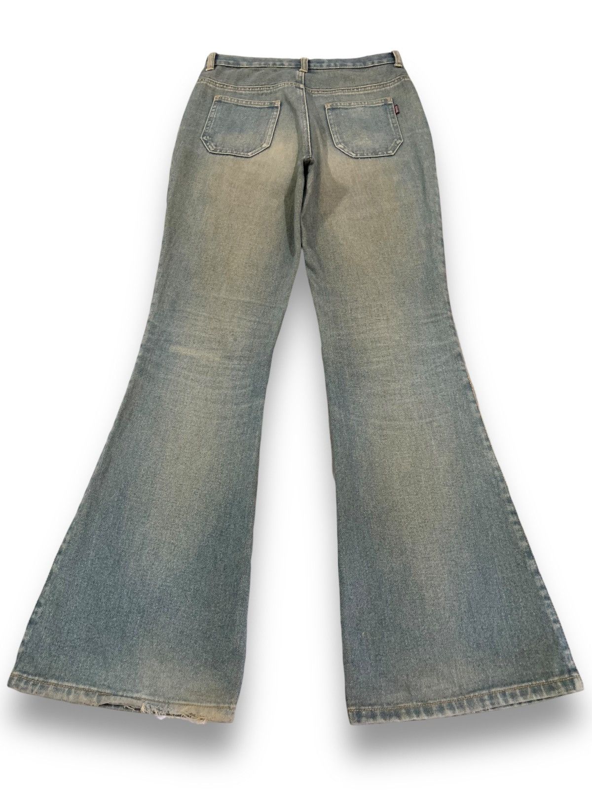 Hysteric Glamour Japanese Brand Yellow Mud Wash Flare Bell Bottom Jeans Size US 27 - 2 Thumbnail