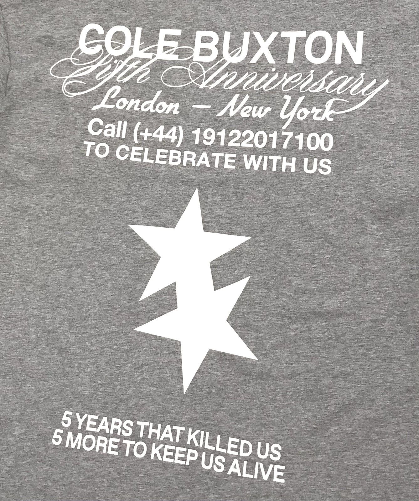 Cole Buxton Cole Buxton 5th Anniversary T-Shirt Men’s L Gray Size US L / EU 52-54 / 3 - 5 Thumbnail