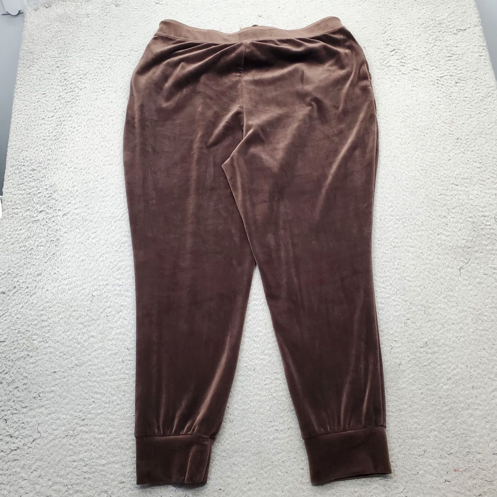 New Republic Republic Lounge Pants Womens XL Brown Velour Elastic Waist Drawstring Pants Size 40" / US 18 - 2 Thumbnail