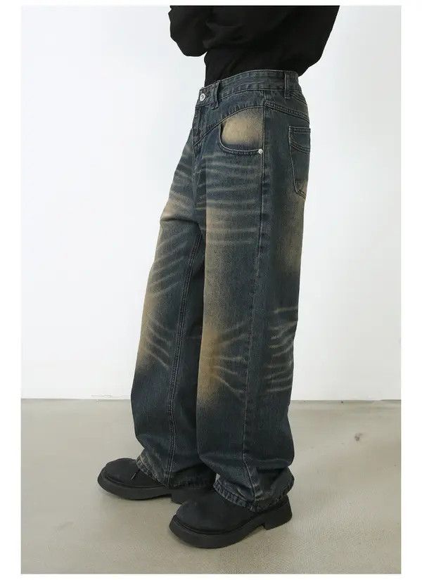 Japanese Brand High street washed distressed loose straight jeans Size US 32 / EU 48 - 4 Thumbnail