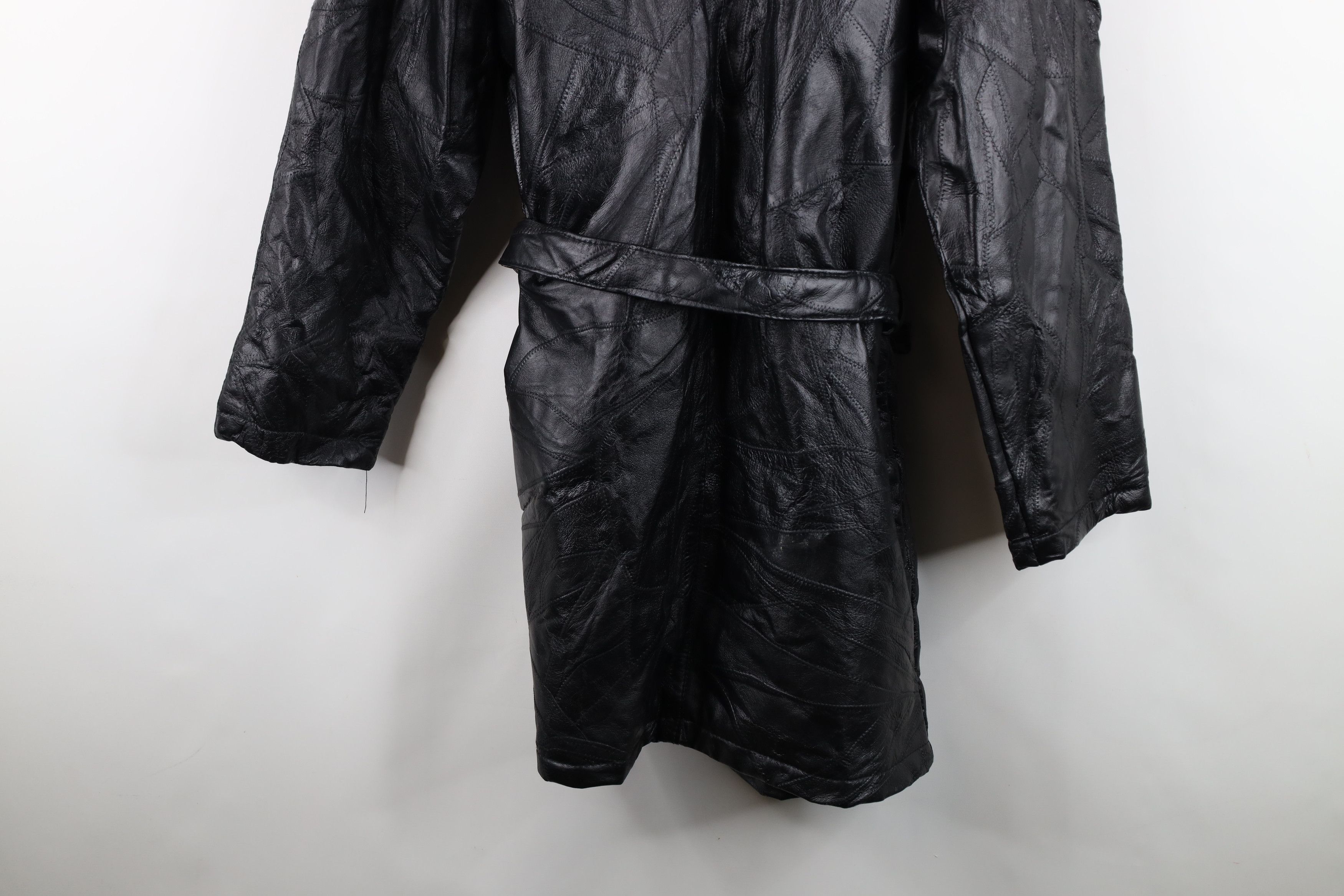 Vintage Vintage 90s Streetwear Belted Leather Trench Coat Jacket Size L / US 10 / IT 46 - 15 Thumbnail