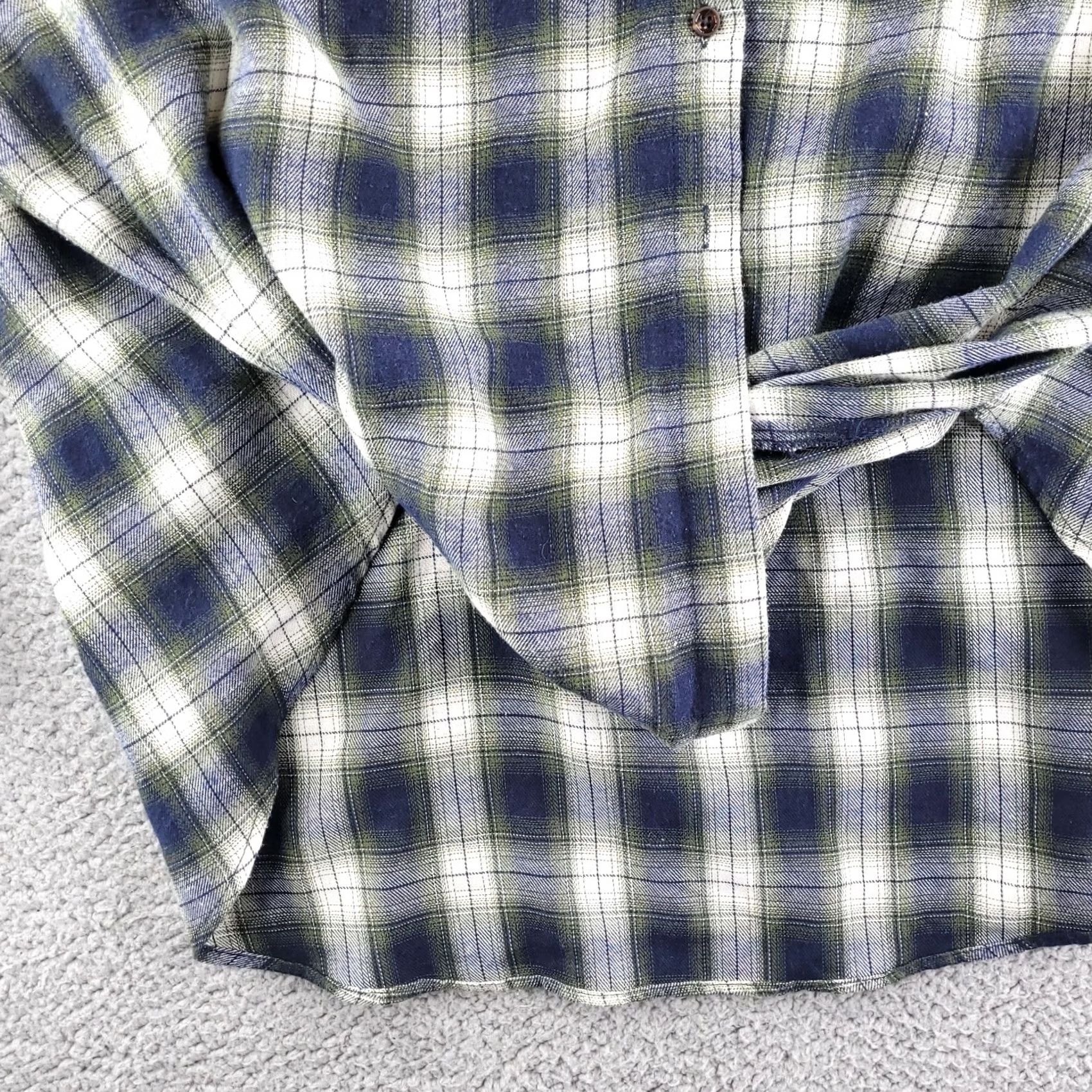 Shein SheIn Flannel Button-Up Shirt Womens Medium Green Plaid Tie Front Collared Long Sleeve Shirt Size M / US 6-8 / IT 42-44 - 2 Thumbnail