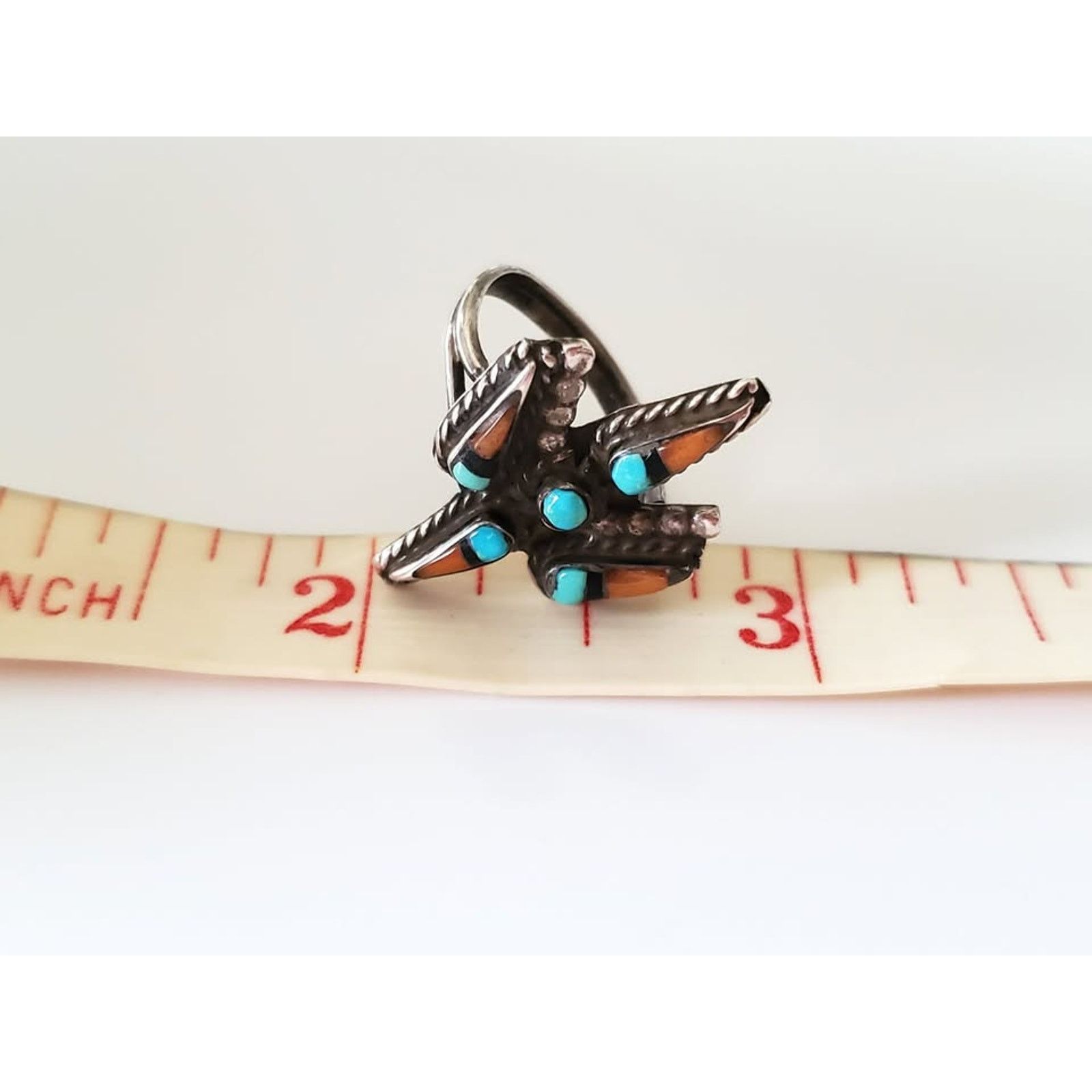 Unknown London Vintage Native American Zuni Sterling Silver Ring Size ONE SIZE - 6 Thumbnail