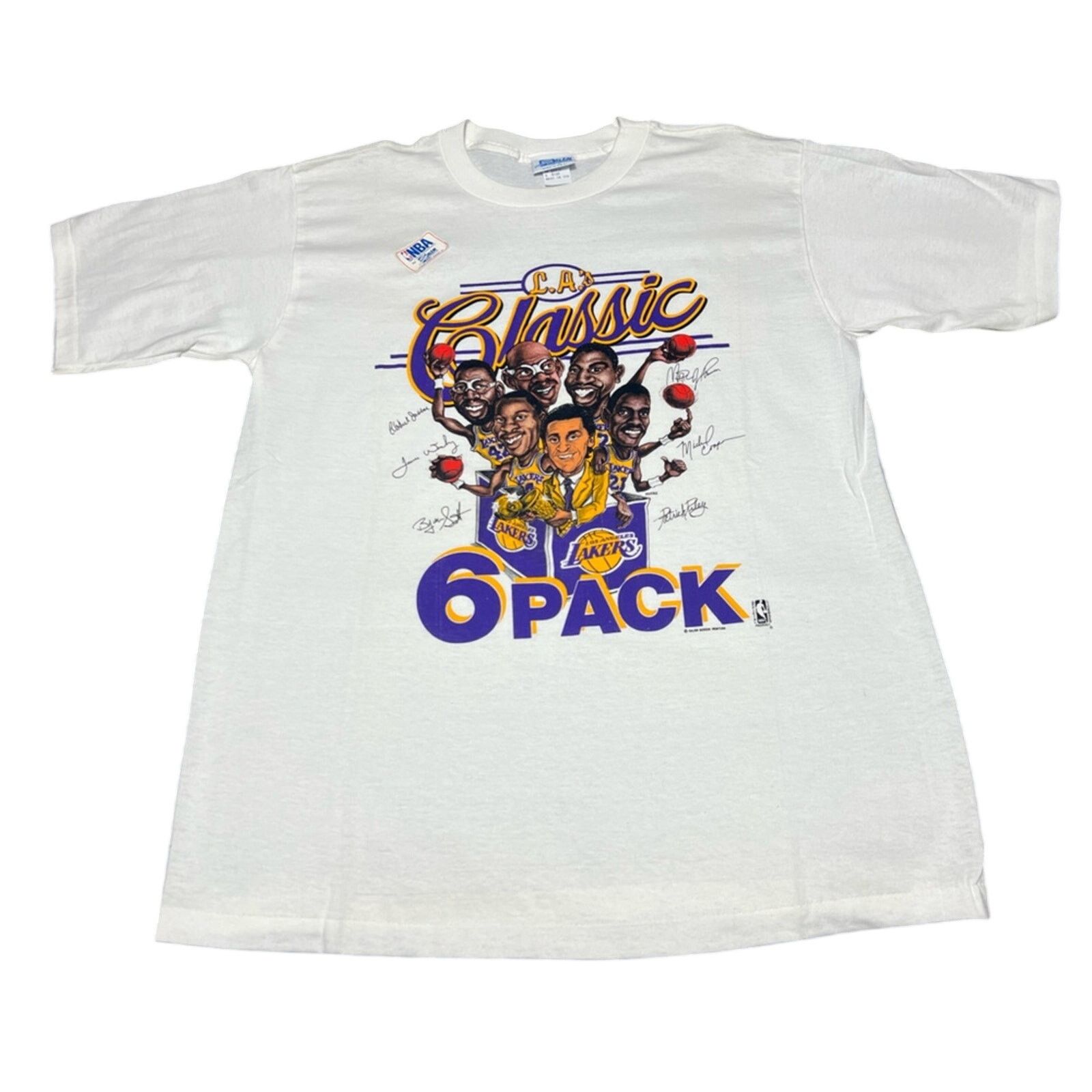 Salem Sportswear NWT Vintage 80’s Los Angeles Lakers 6 Pack Caricature Shirt Size US L / EU 52-54 / 3 - 1 Thumbnail