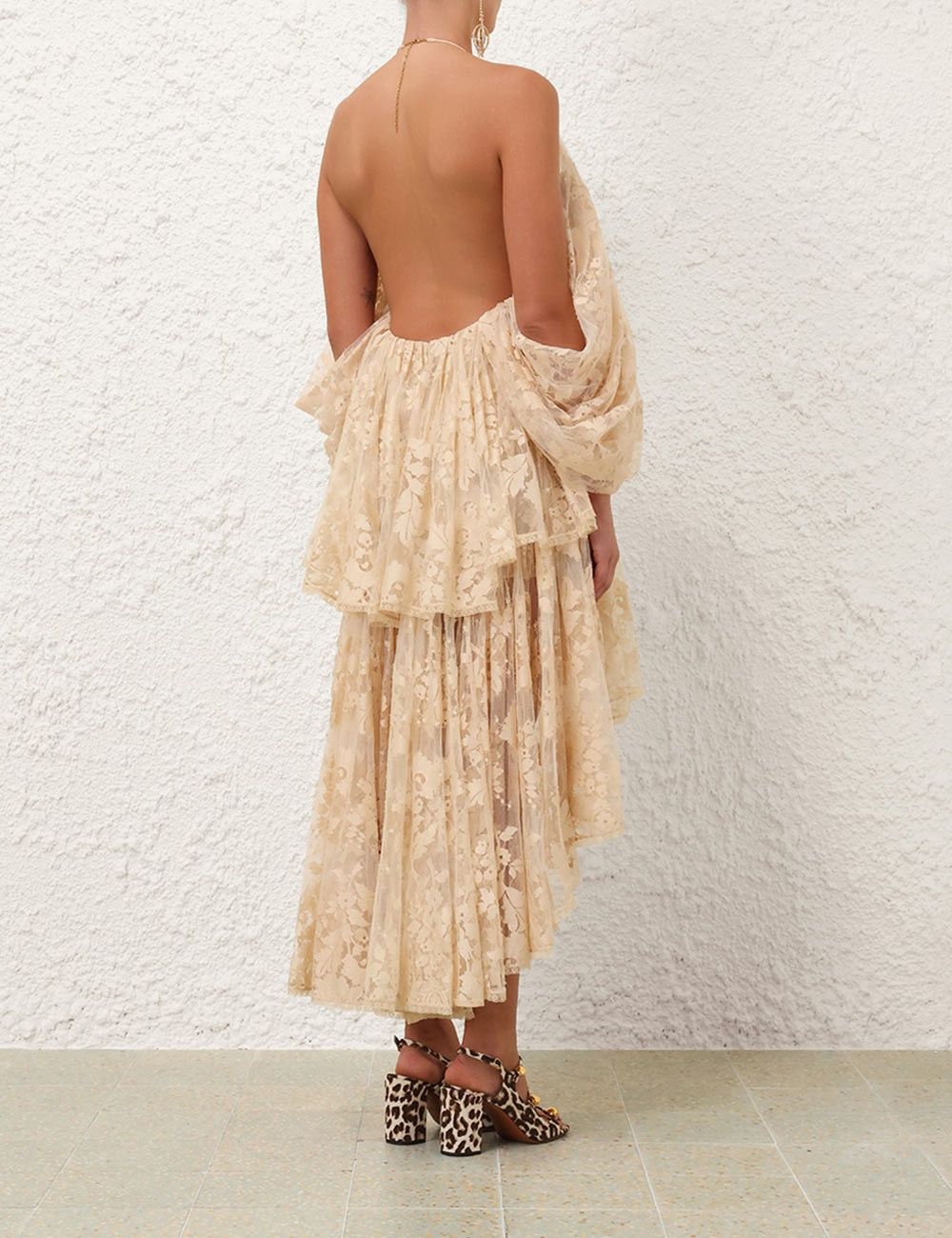 Zimmermann oc11z0825 Illustration Lace Mini Dress in Cream Size L / US 10 / IT 46 - 4 Thumbnail