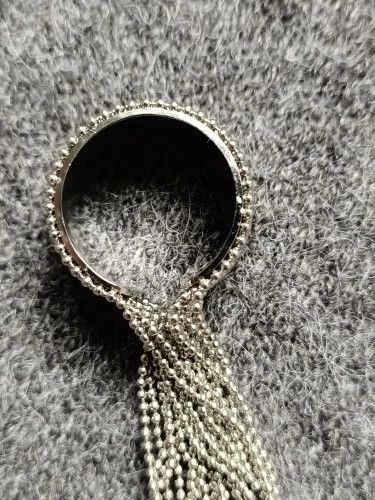Jewelry Resizable 18K PVD Plated Stainless Steel Chain Tassel Ring Size ONE SIZE - 7 Thumbnail