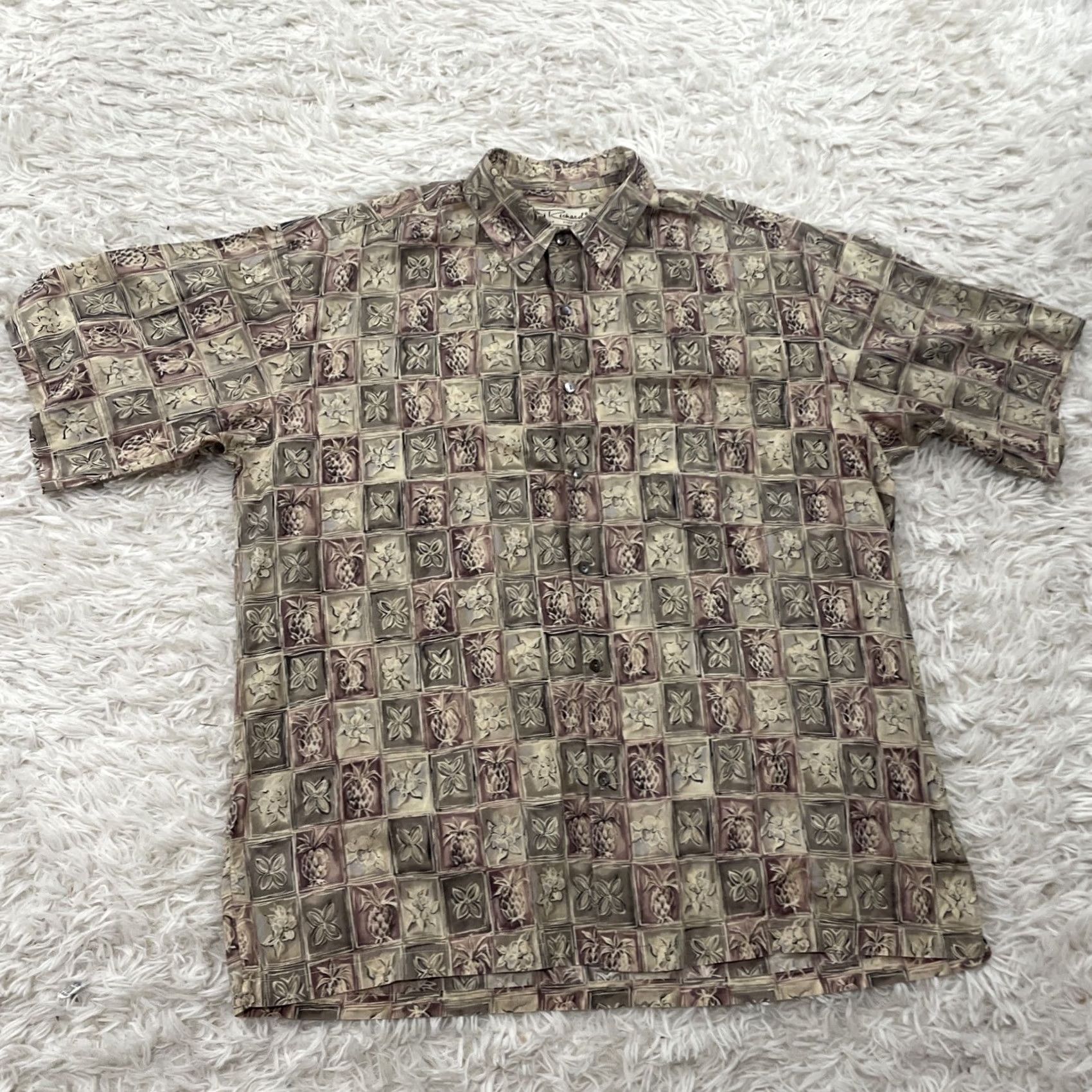 Tori Richard VINTAGE Tori Richard Hawaiian Art Shirt Men L Cotton Lawn Made USA Brown Pineapple Shirt Size US L / EU 52-54 / 3 - 3 Thumbnail