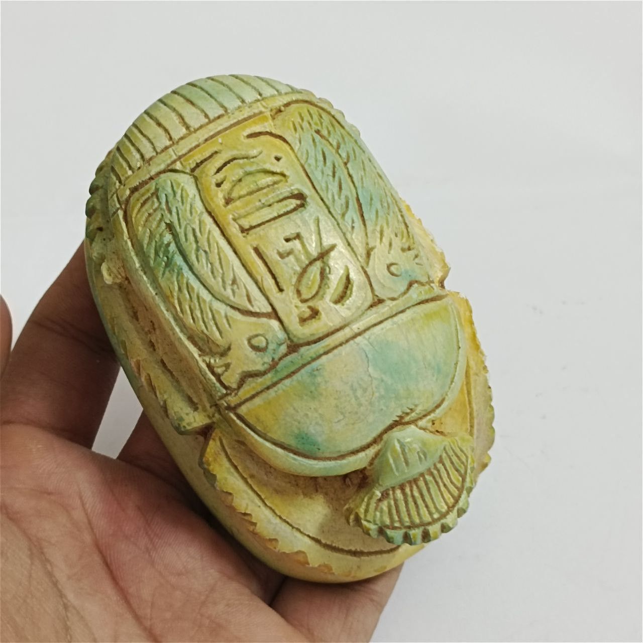 Handmade Hand-carved Egyptian Scarab – Vintage Stone Art, Size ONE SIZE - 1 Thumbnail