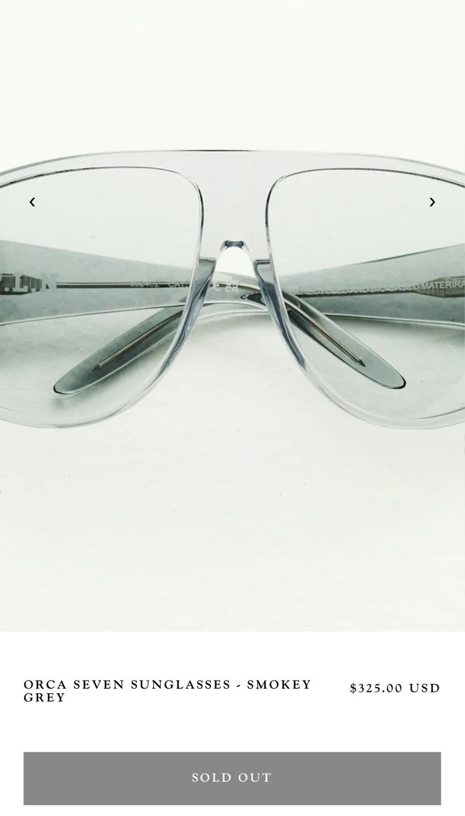 P.L.N. P.L.N. Sunglasses Orca Seven - Smokey Grey Size ONE SIZE - 5 Thumbnail