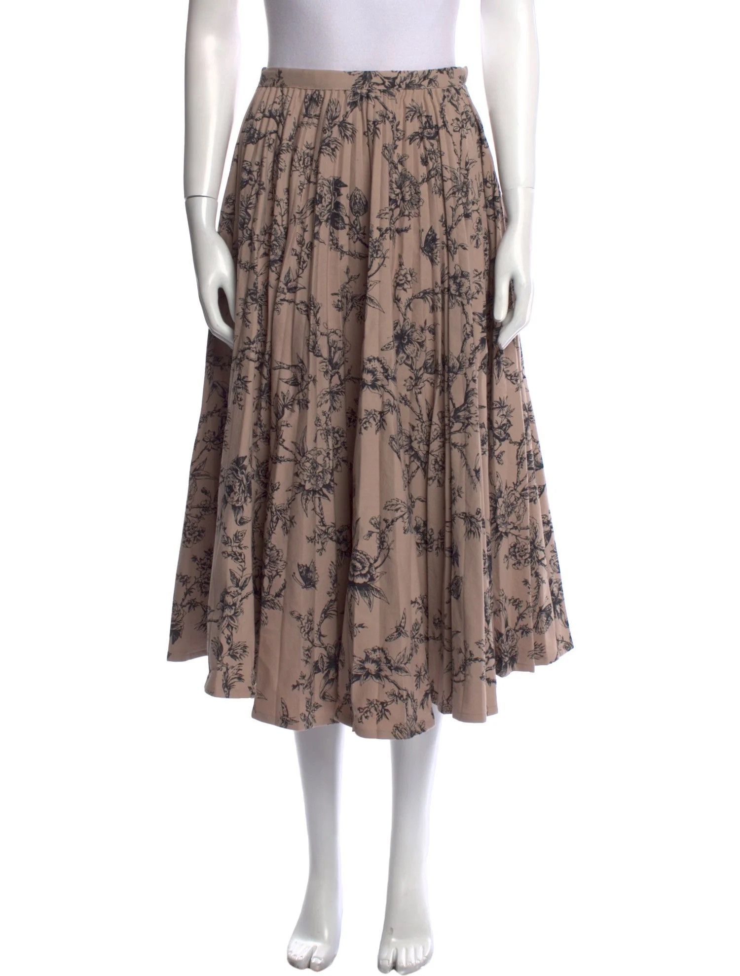 Dior DIOR Floral Midi Length Skirt in Brown SZ 6 NWT MSRP $2400 Size 28" / US 6 / IT 42 - 1 Thumbnail