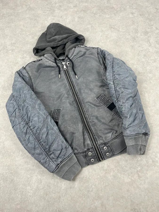 Diesel Diesel Grey Aero Hooded Bomber Jacket Size US S / EU 44-46 / 1 - 4 Thumbnail