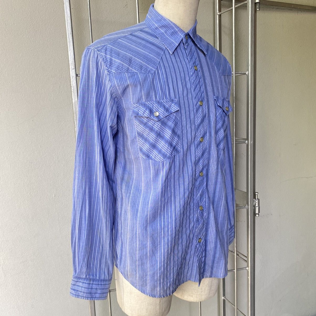 Vintage SHINS AMERICAN Blue Striped Western Shirt Size US L / EU 52-54 / 3 - 20 Thumbnail