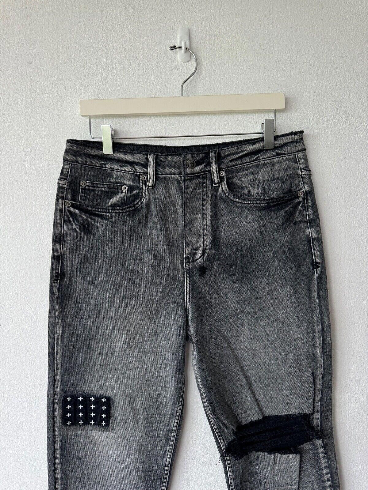 new Ksubi mens 32 denim jean bullet wide leg grey chop up