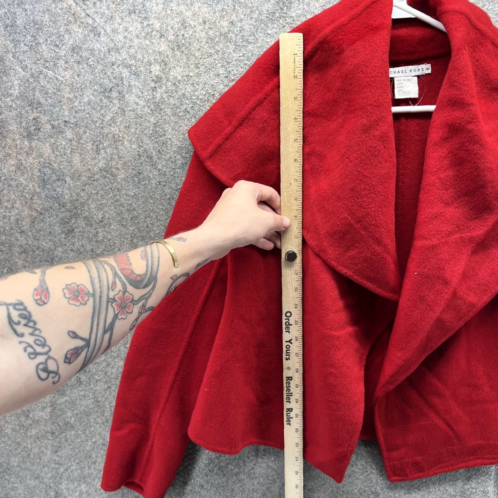 Michael Kors Michael Kors Jacket Womens 8 Red Wool Shawl Collar Open Front Made Italy Size M / US 6-8 / IT 42-44 - 6 Thumbnail