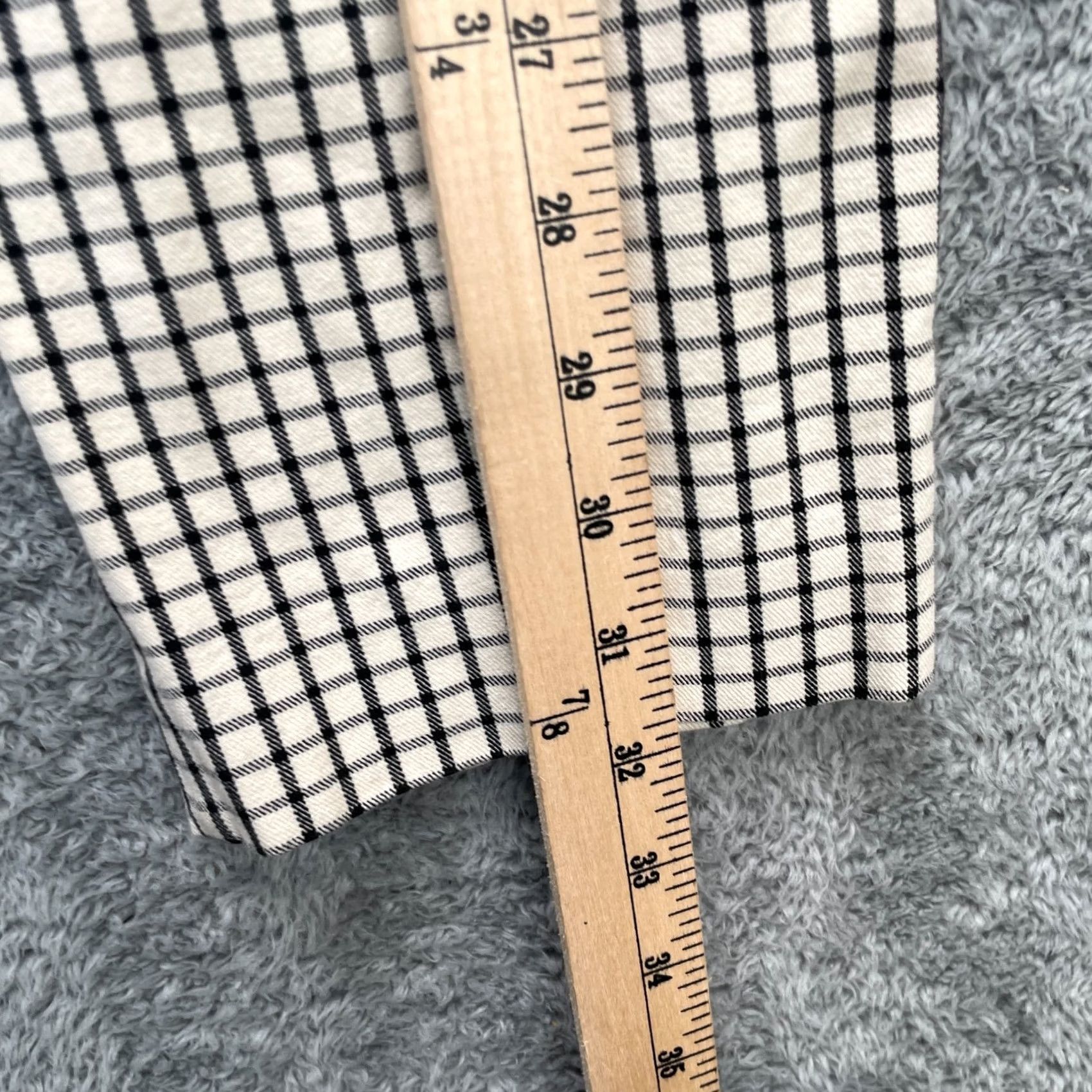 Anthropologie VINTAGE Anthropologie Pants Womens 12 Beige The Essential Slim Cropped Checkered Stretch Size 24" / US 00 / IT 34 - 6 Thumbnail