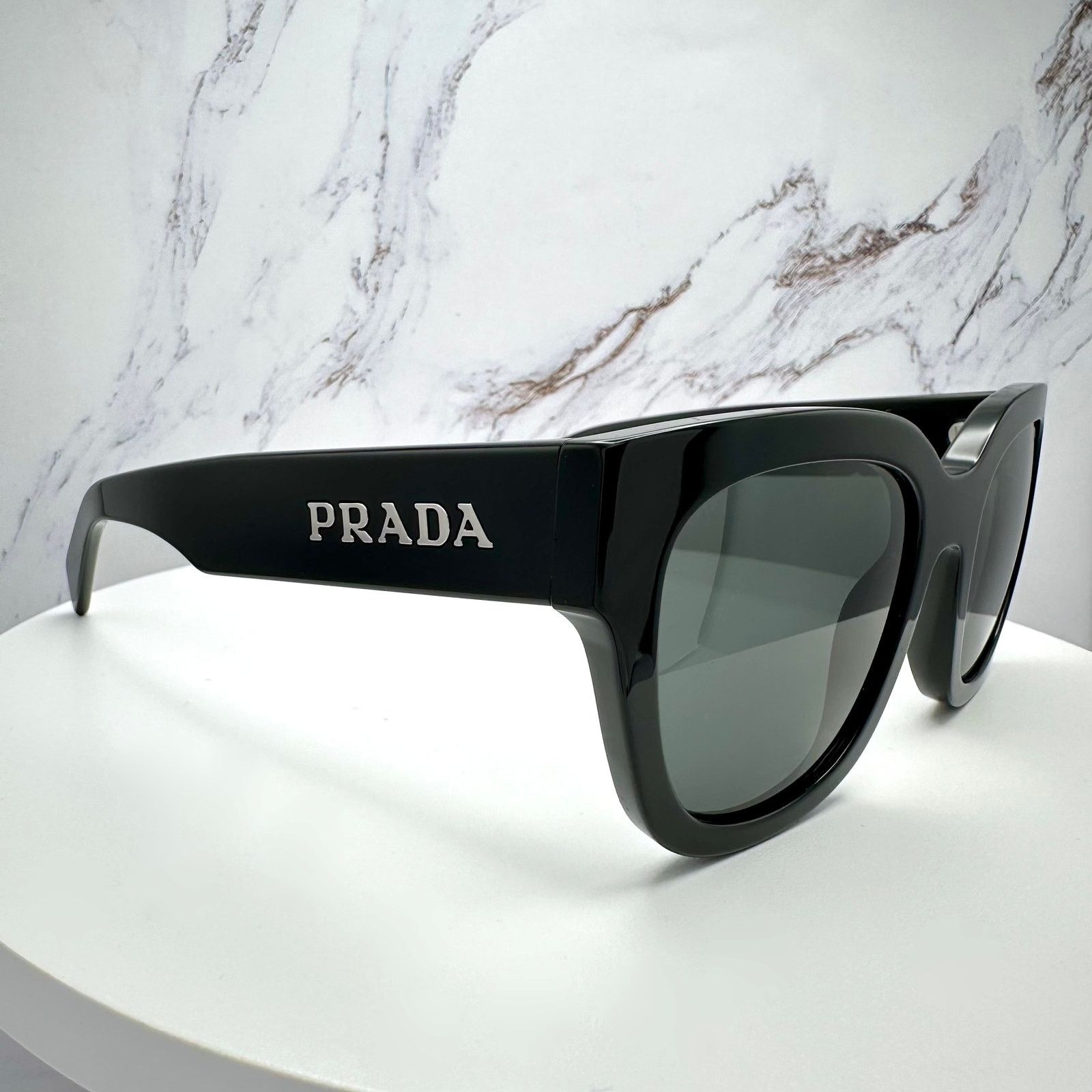 Prada New PRADA Sunglasses Black Square Acetate Grey Lens Size ONE SIZE - 1 Thumbnail