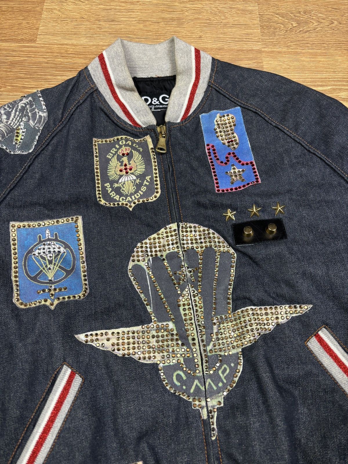 Dolce & Gabbana FW2003 Dolce & Gabbana Rhinestone Patchwork Bomber Jacket Size US S / EU 44-46 / 1 - 4 Thumbnail