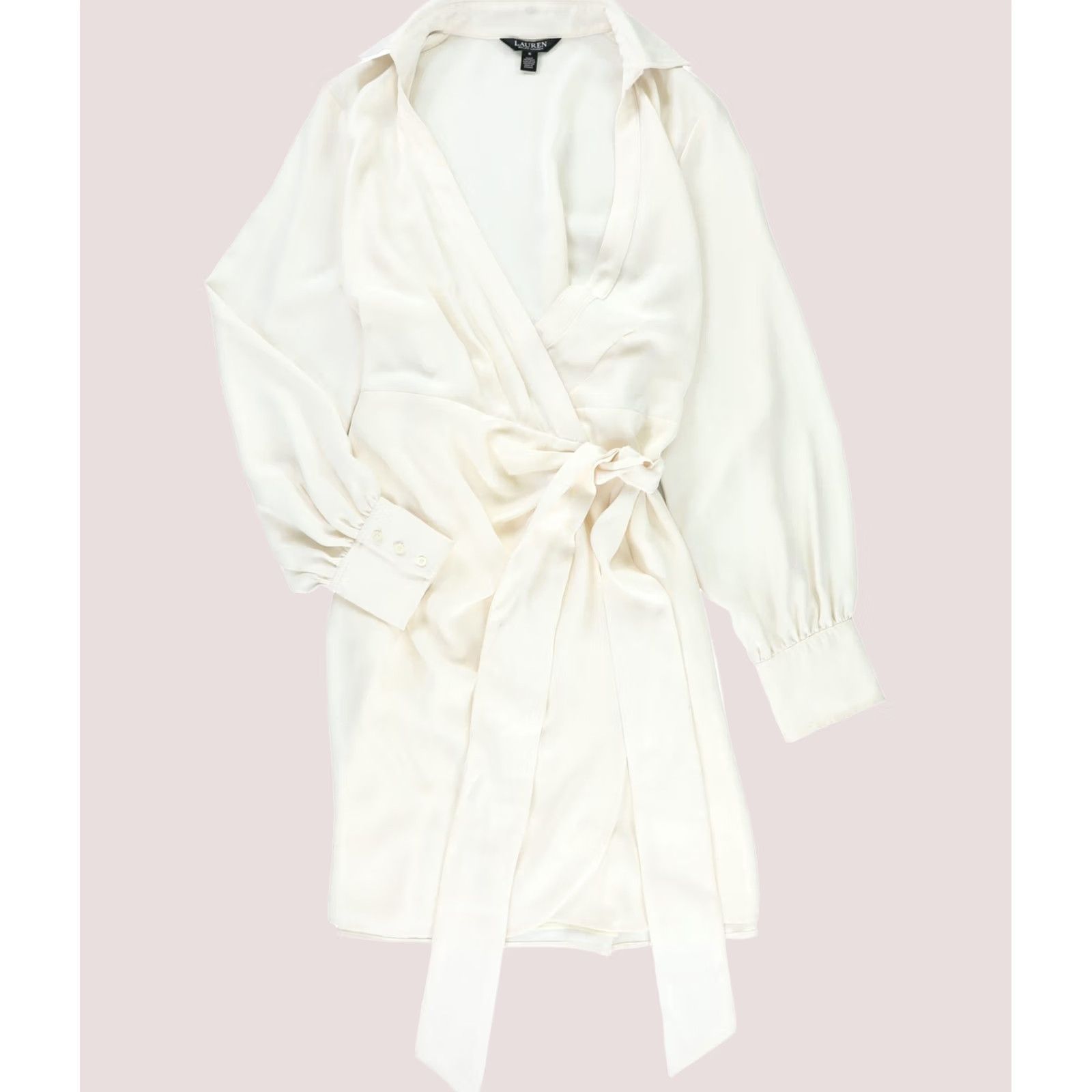 Ralph Lauren VINTAGE Ralph Lauren Womens Double-Faced Georgette Wrap Mini Dress, natural, 16 Size XXL / US 16-18 / IT 52-54 - 1 Thumbnail