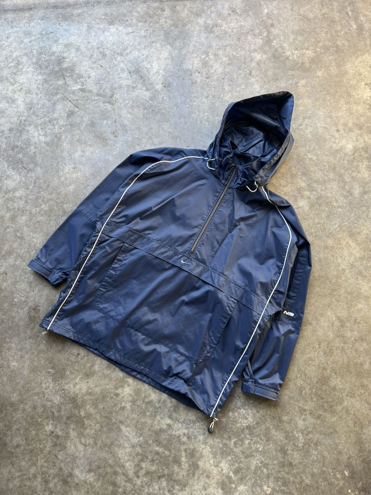 Nike × Vintage Vintage 90’s/Y2K Navy Nike Parka Windbreaker Nylon Jacket Size US L / EU 52-54 / 3 - 1 Thumbnail