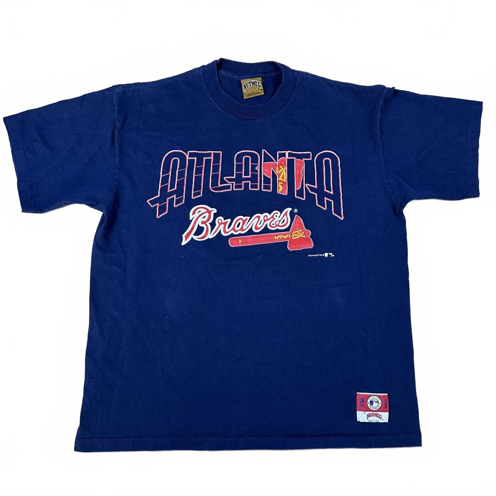 Nutmeg Nutmeg Men T-Shirt Large Navy Atlanta Braves Vintage Single Size US L / EU 52-54 / 3 - 1 Thumbnail