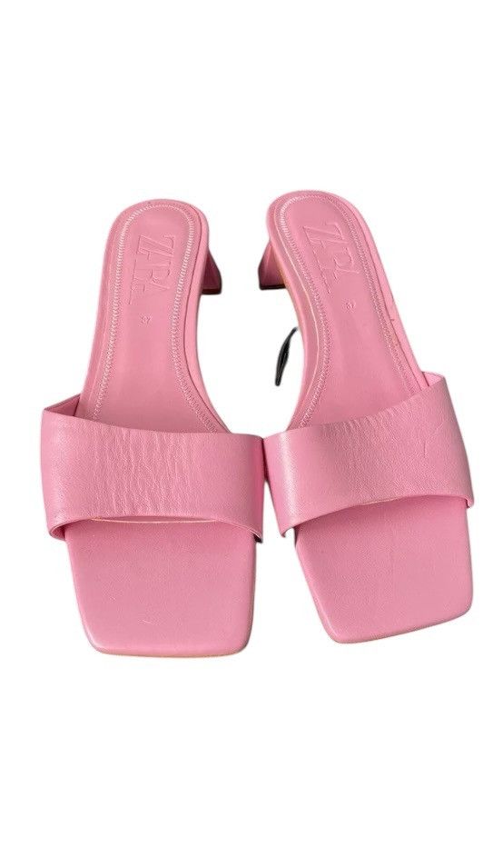 Zara Zara sugar pink mules genuine leather 37 size Size US 7 / IT 37 - 4 Thumbnail