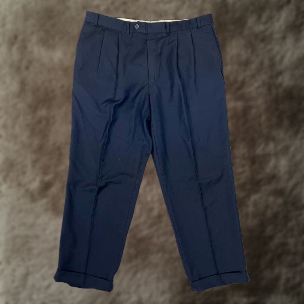 Ralph Lauren VINTAGE Lauren Ralph Lauren Pants Mens 36x30 Blue Wool Pleated Cuffed Dress Pants Mens Blue Wool Flannel Dress Pants Size US 36 / EU 52 - 1 Thumbnail