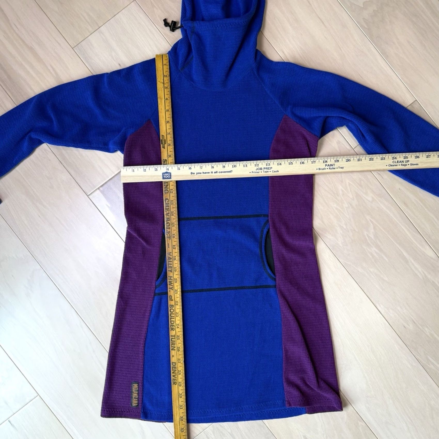 Melanzana Melanzana Micro Grid Hoodie Dress Women's Medium Blue Purple Long Pullover Size M / US 6-8 / IT 42-44 - 2 Thumbnail