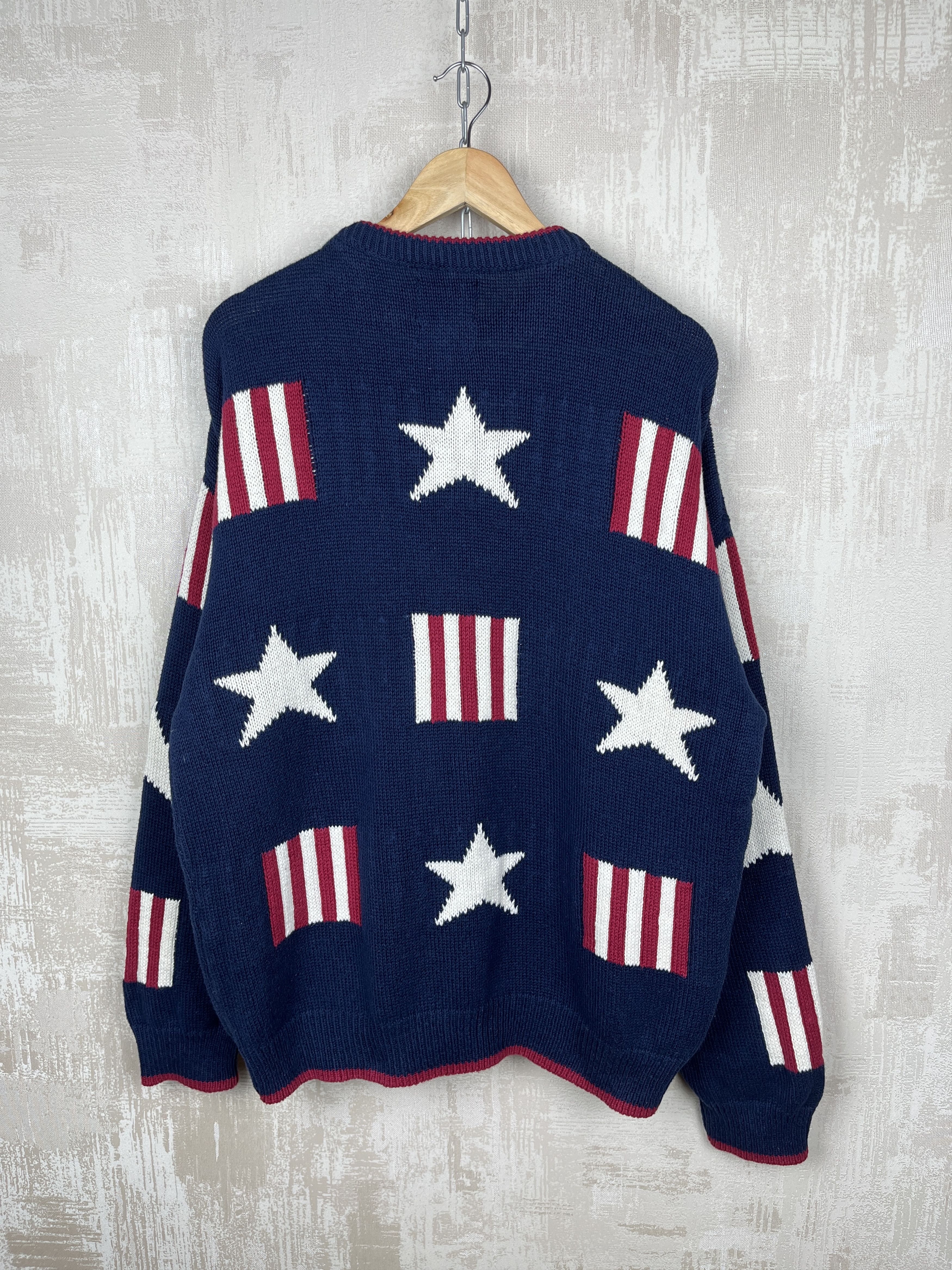 Vintage 90s Old Glory America Flag Stars Stripes USA Vintage Sweater Size US L / EU 52-54 / 3 - 12 Thumbnail