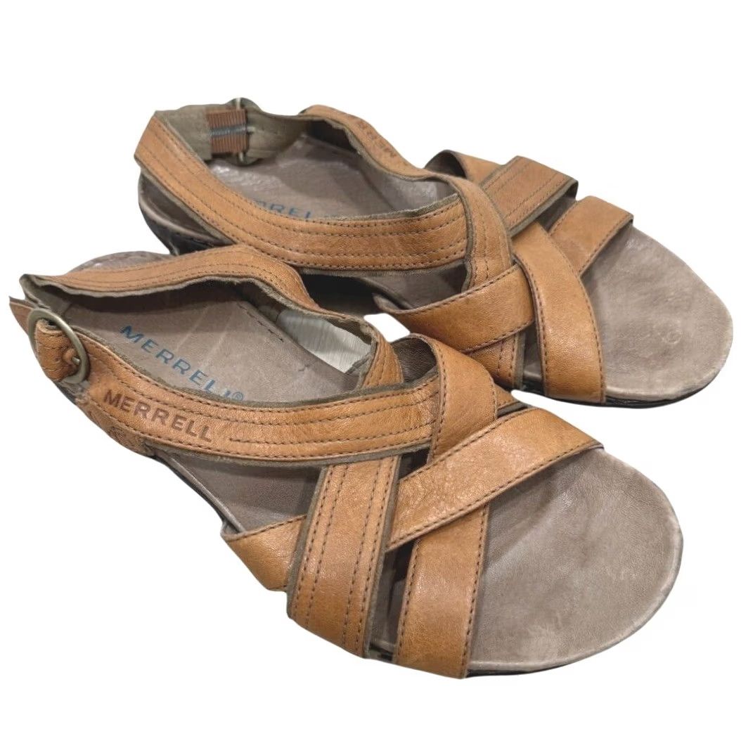 Merrell Merrell Sandals Leather Cross-Strap Slingback Women Brown 6 US Size US 6 / IT 36 - 2 Thumbnail
