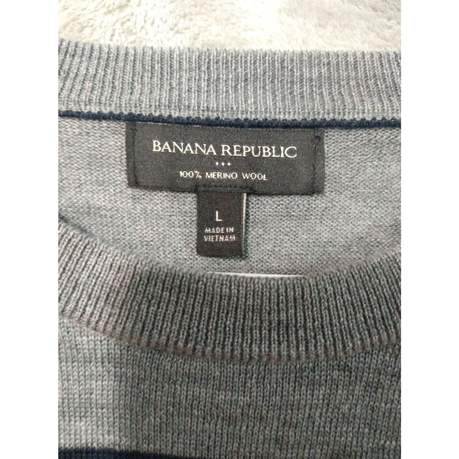 Banana Republic Banana Republic Sweater Mens Large Gray Merino Wool Crew Neck Pullover Preppy Size US L / EU 52-54 / 3 - 5 Thumbnail