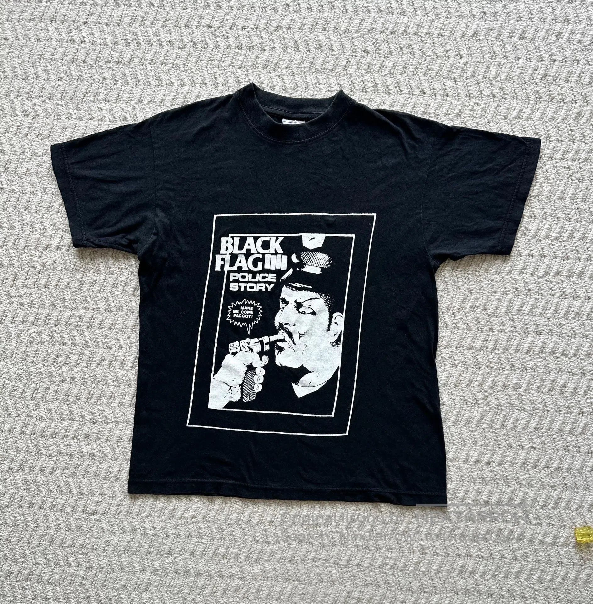Vintage Vintage 90s Black Flag Police Story Tee. Size US S / EU 44-46 / 1 - 1 Thumbnail