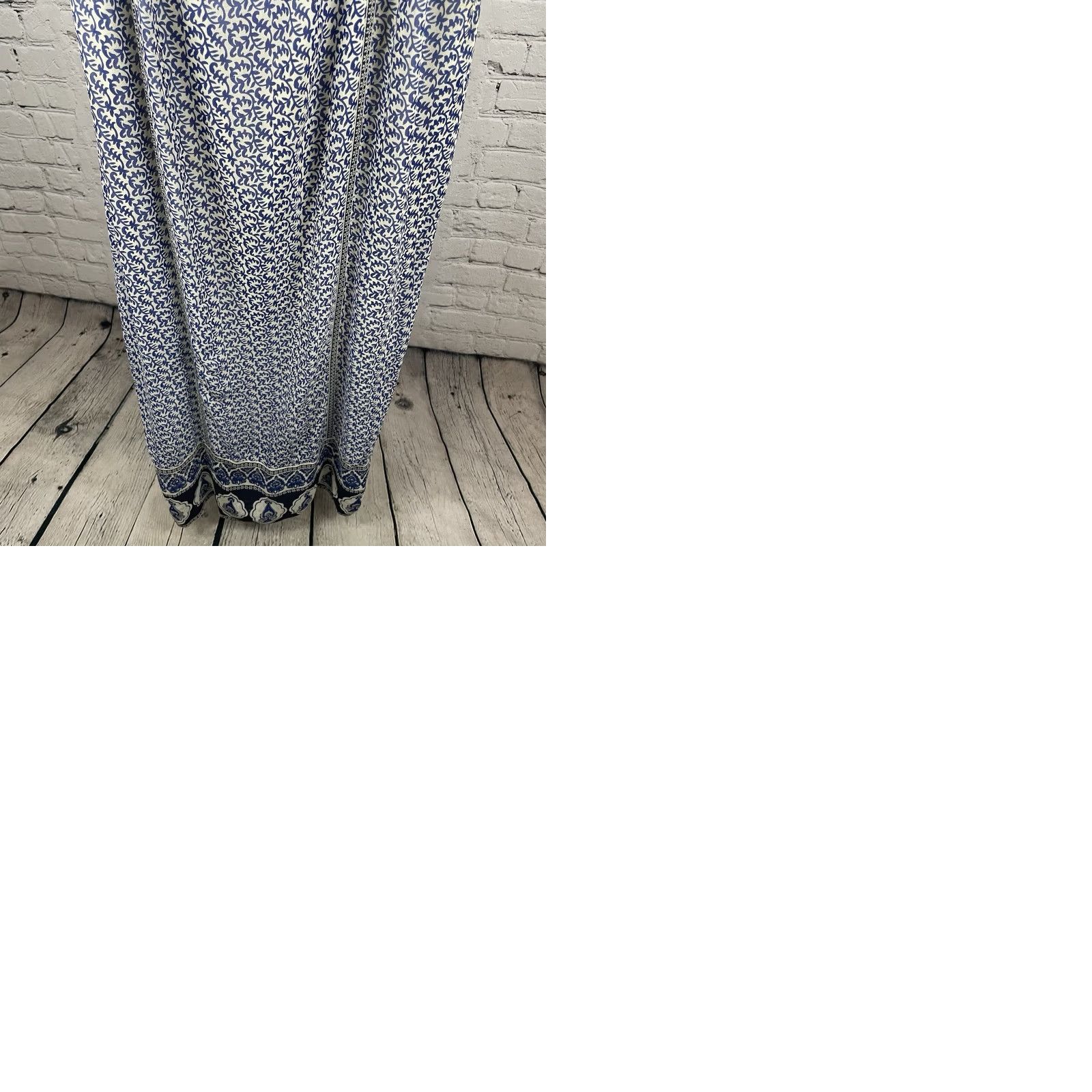 Joie JOIE Maxi Dress Blue & White Silk Chiffon Printed Side Slits Lined Sleeveless Size Large L Size L / US 10 / IT 46 - 12 Thumbnail