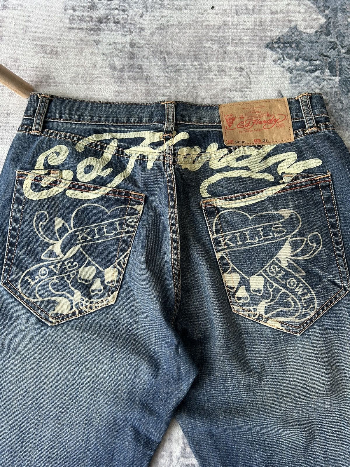 Ed Hardy KILLS LOVE Skull Logo Ed Hardy Jeans Size US 32 / EU 48 - 16 Thumbnail