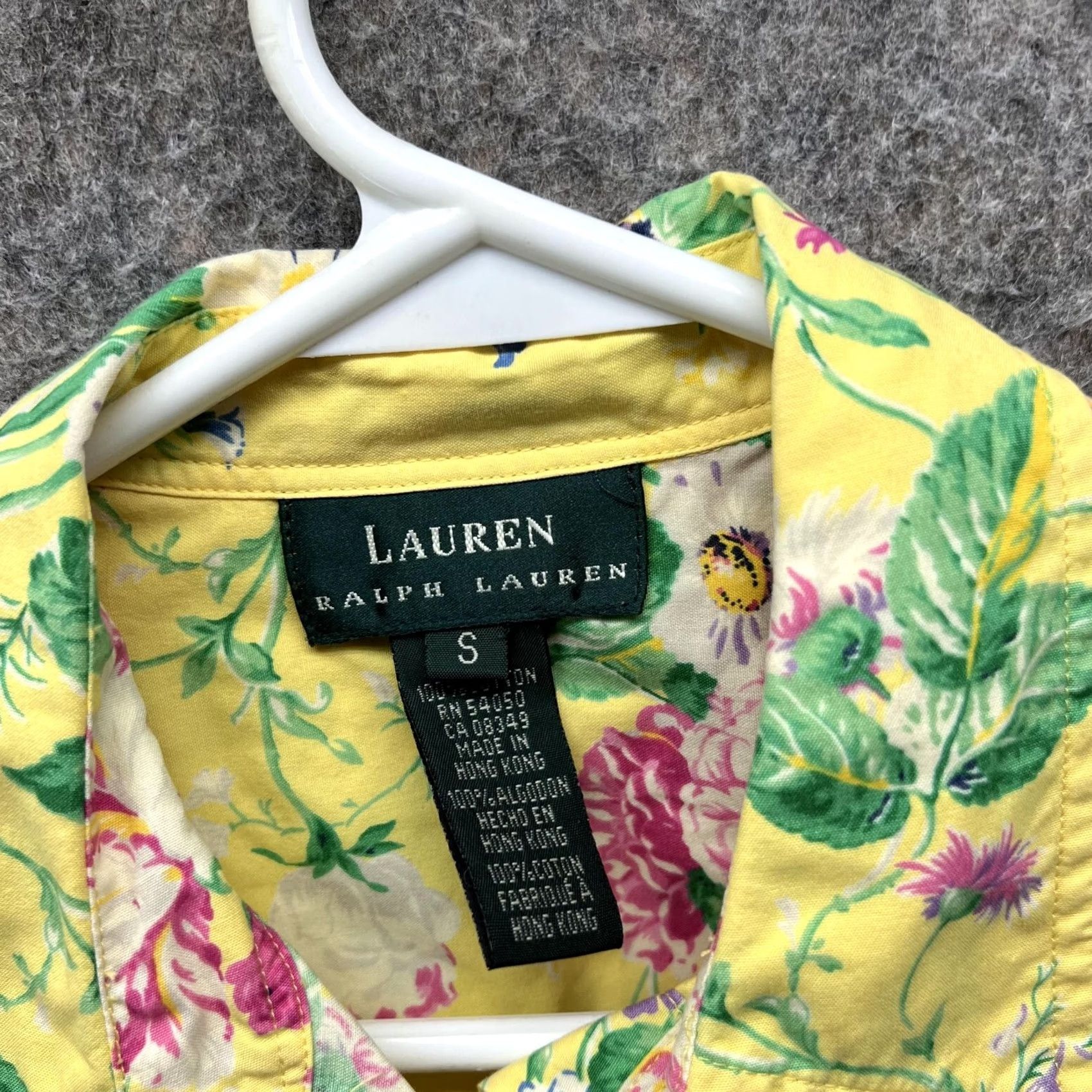Ralph Lauren VINTAGE Lauren Ralph Lauren Shirt Women Small Floral Yellow Casual Button Down Sleeveless Size S / US 4 / IT 40 - 5 Thumbnail