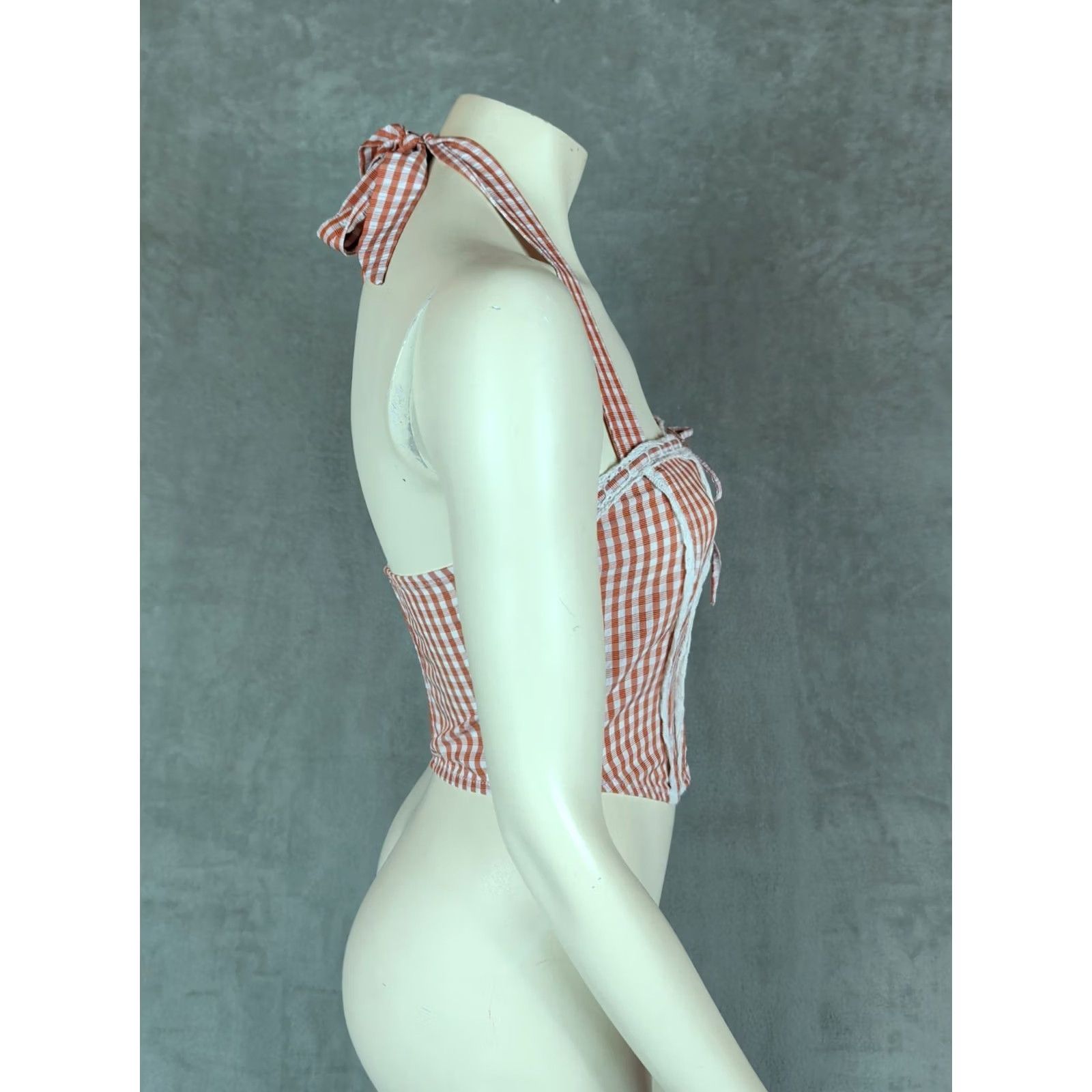 Vintage Beverly & Beck Gingham Cami Corset Top Women S Rust Basque waist Cottagecore Western Size S / US 4 / IT 40 - 3 Thumbnail