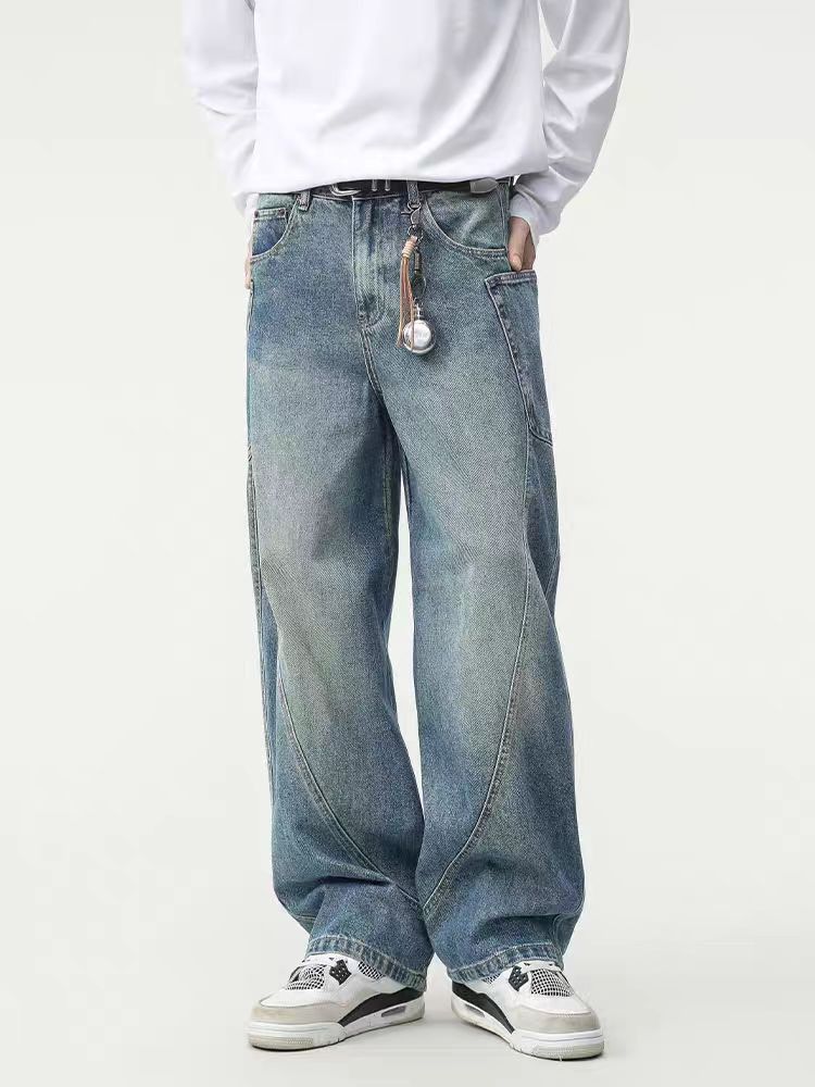 Japanese Brand × Jean Vintage street spliced washed and worn loose jeans Size US 34 / EU 50 - 1 Thumbnail