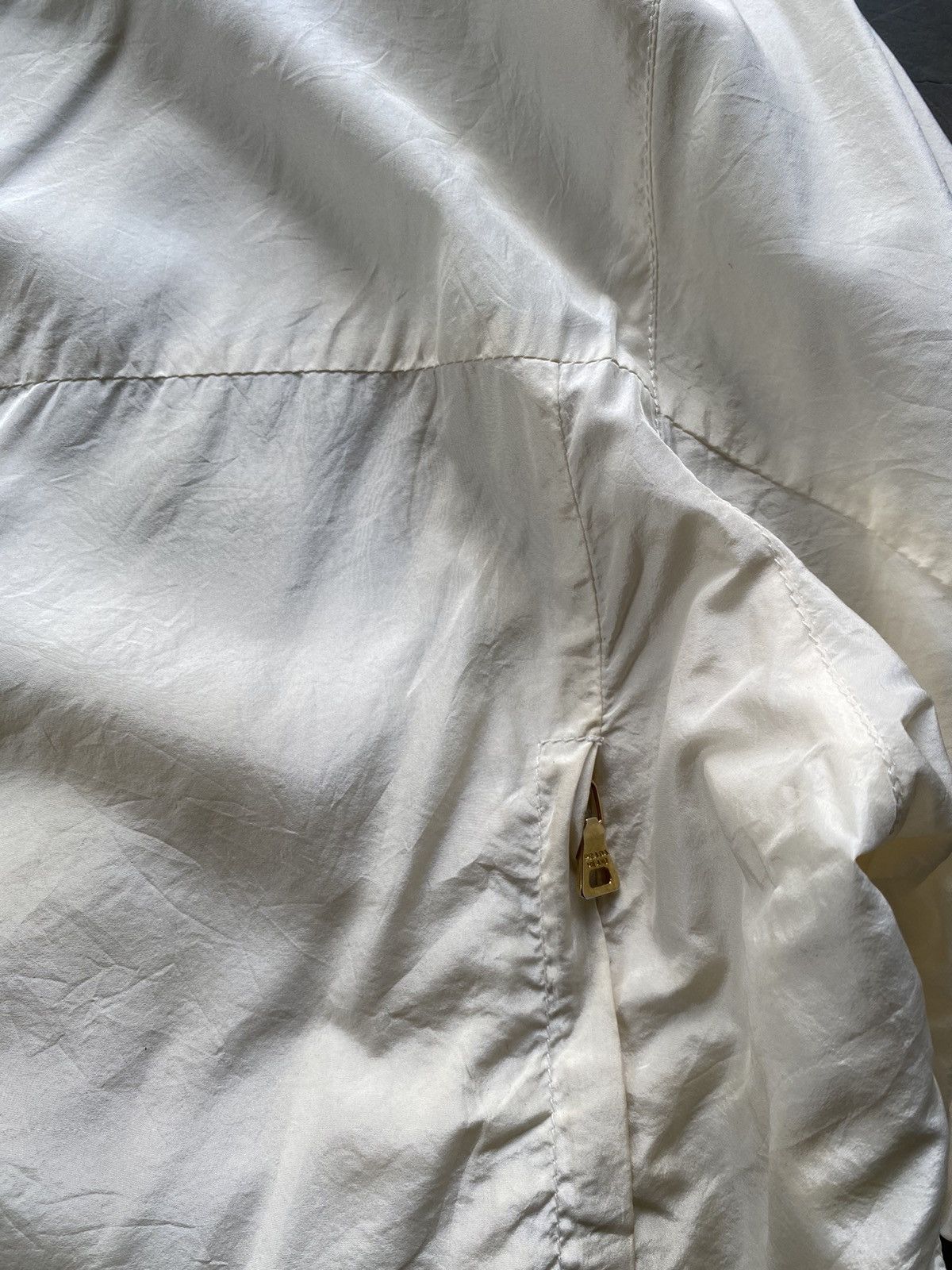 Prada Prada Ivory Silk Blend Bomber Jacket Hoodie Gold Tone Size XS / US 0-2 / IT 36-38 - 4 Thumbnail