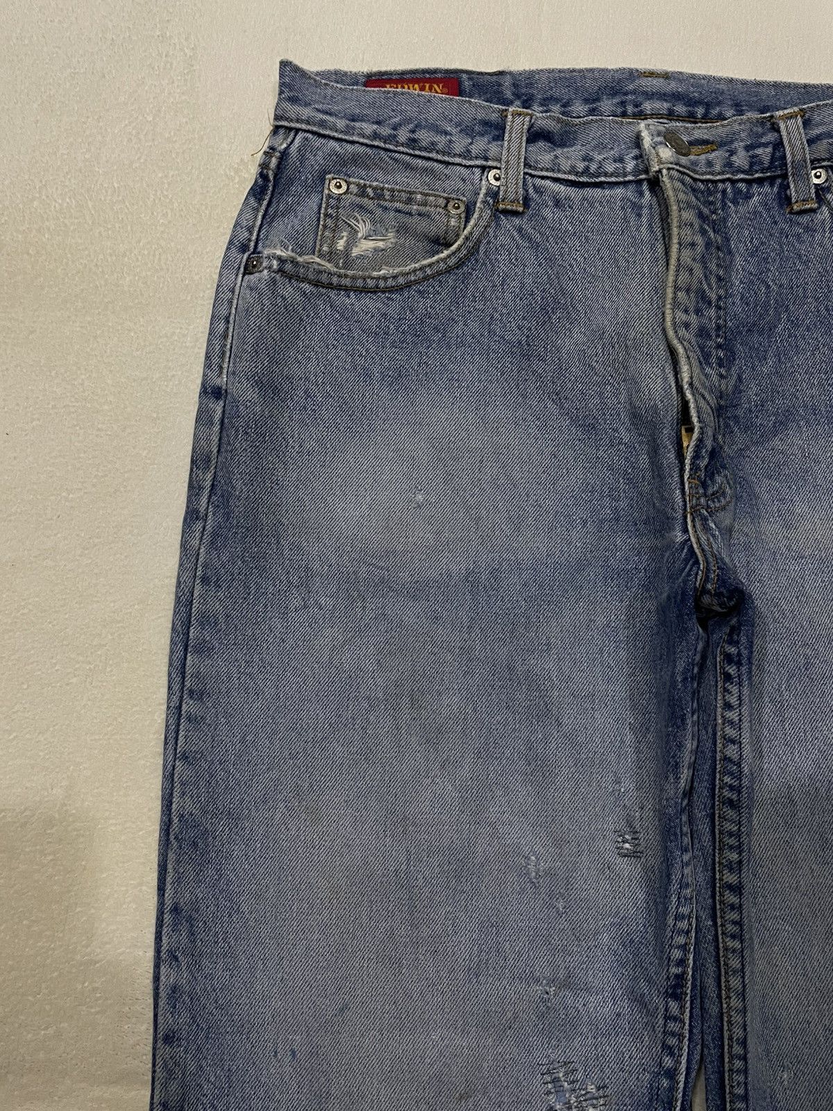 Edwin Vintage EDWIN Baggy Distress Mudwash Denim Jeans Size US 32 / EU 48 - 5 Thumbnail