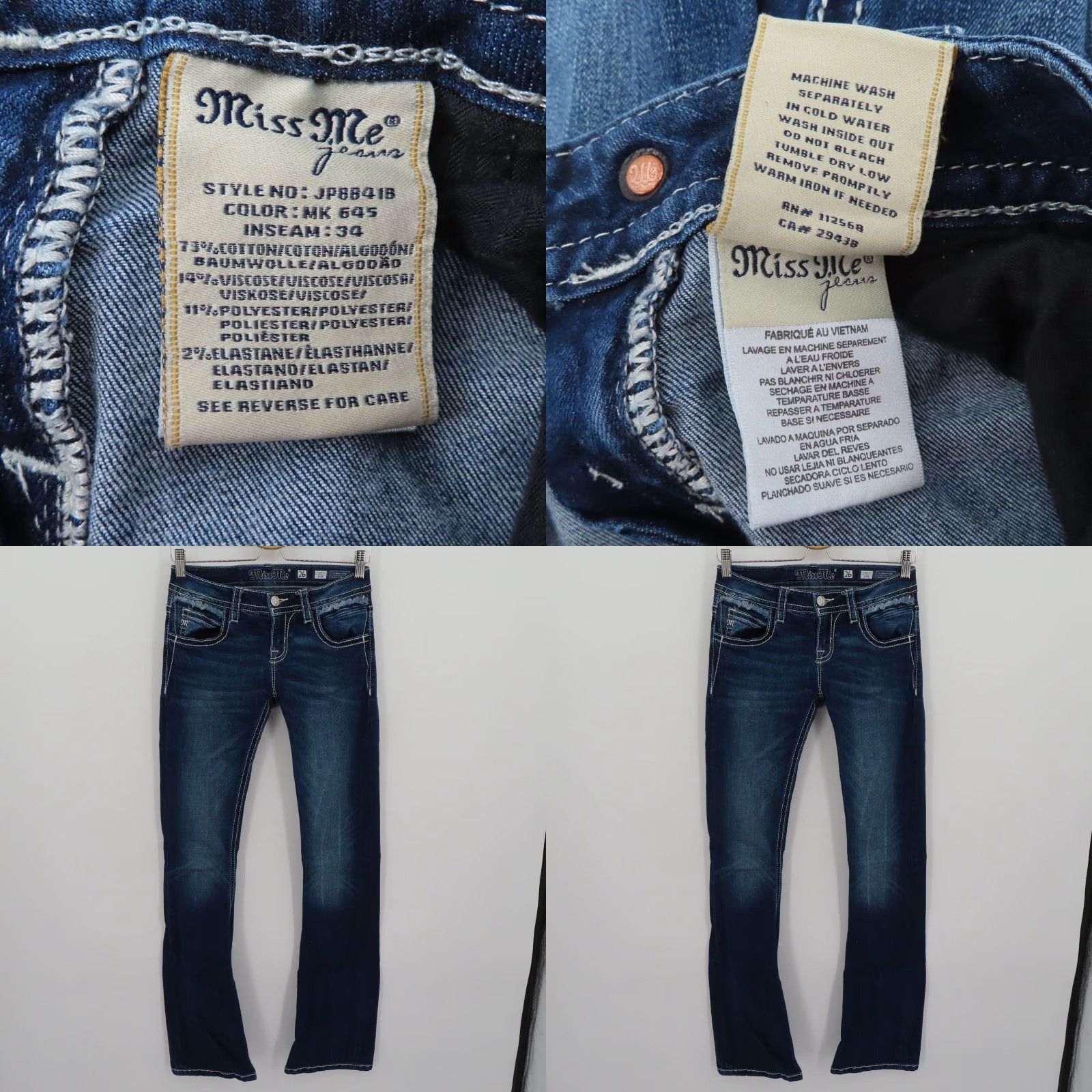 Miss Me Miss Me Jeans Bootcut Women 26 Signature Blue Denim Embroidered Pockets 5-Pocket Size 26" / US 2 / IT 38 - 9 Thumbnail