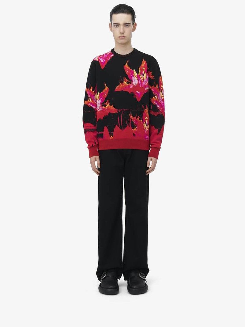 Alexander McQueen o1srvl11e0226 Fire Flower Jacquard Sweater In Multicolor Size US S / EU 44-46 / 1 - 2 Thumbnail