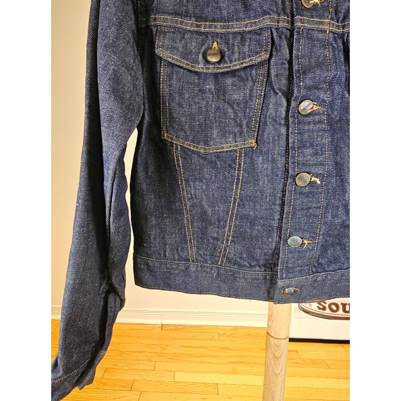 Sears VINTAGE SEARS RODEOBUCKS DENIM CHECK FLANEL LINING JACKET SZ 36 Mens Denim Jacket 50s Blue Bomber Old School Size US XXS / EU 40 - 3 Thumbnail