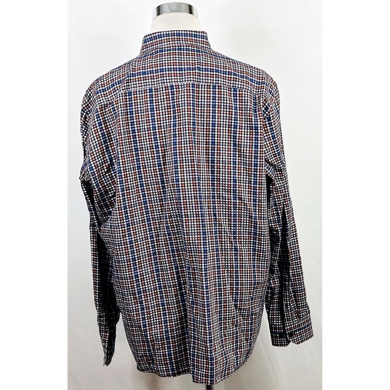 Johnston & Murphy Johnston & Murphy 2XL Casual Flip Cuff Shirt Blue Orange Plaid Cotton Shirt Men Regular Button-Front Collared Long Sleeve Size US XXL / EU 58 / 5 - 5 Thumbnail