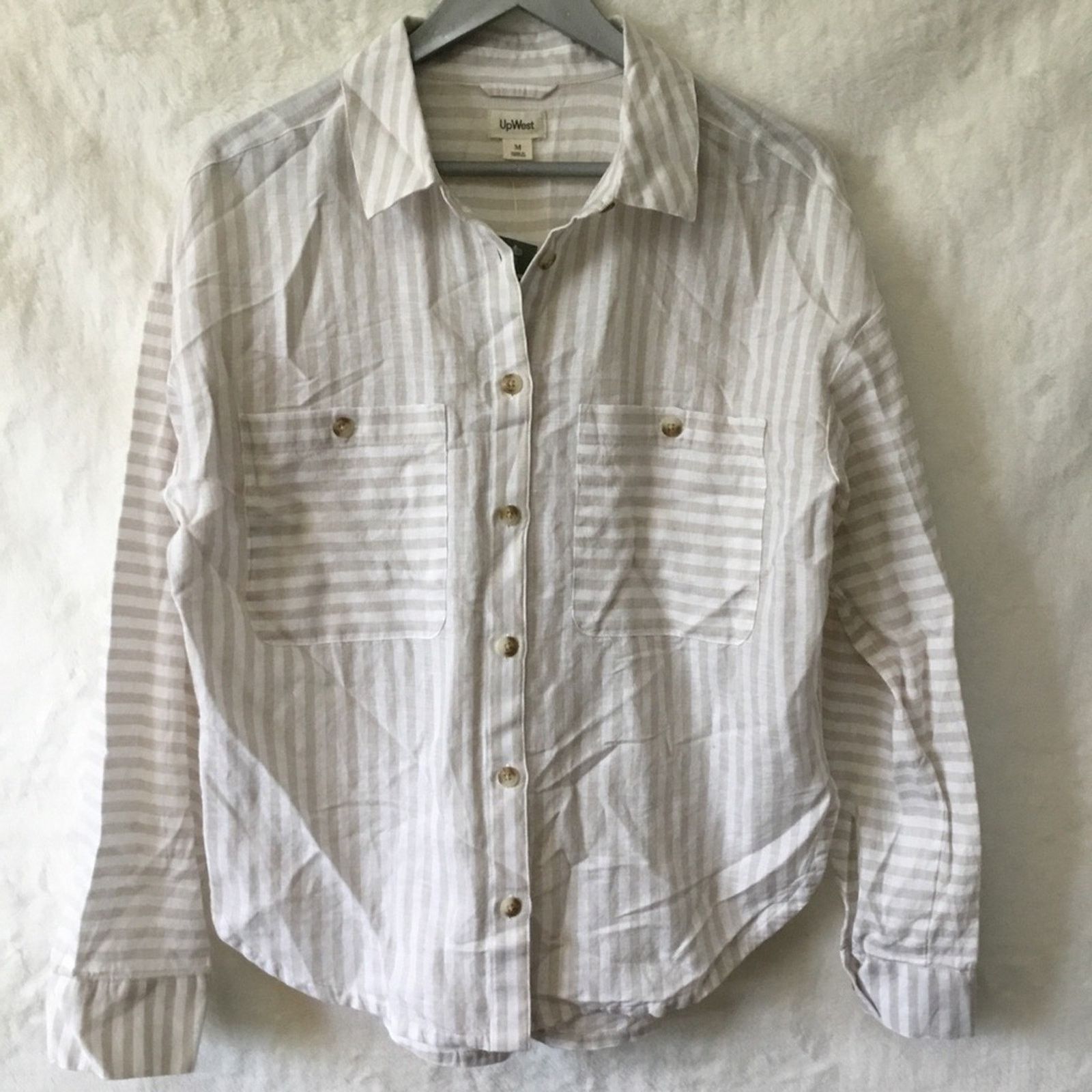 Other UpWest Cream and White Striped Button Shirt Size M / US 6-8 / IT 42-44 - 2 Thumbnail